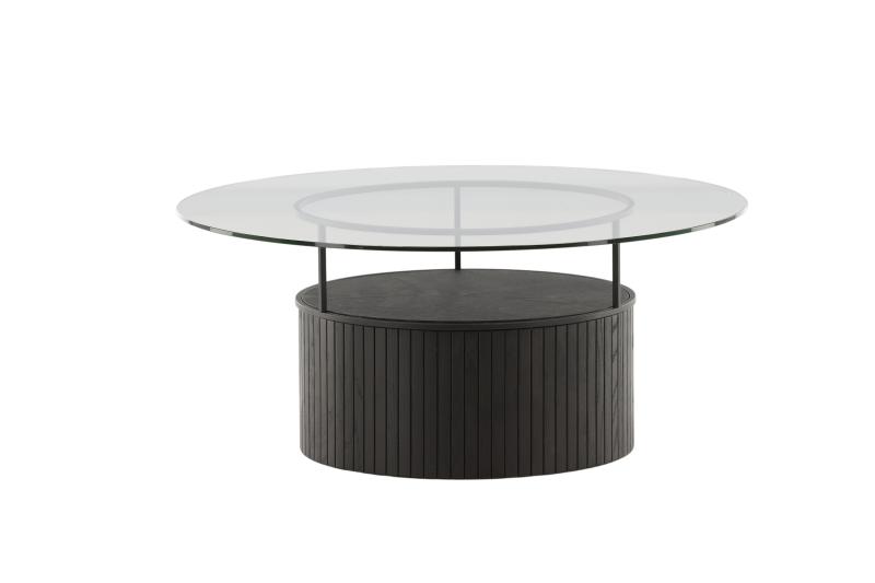 Venture Design Bovall Rundt Sofabord - Klar Glas & Sort Metal