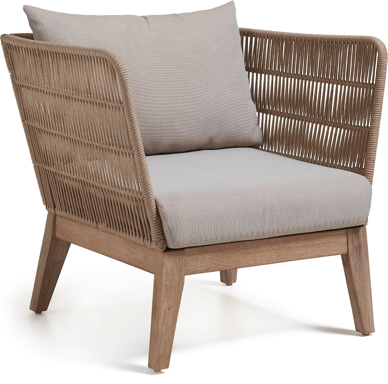 Belleny  Udendørs Lænestol  Beige Natur Grå  H70x86x80    Massivt Træ